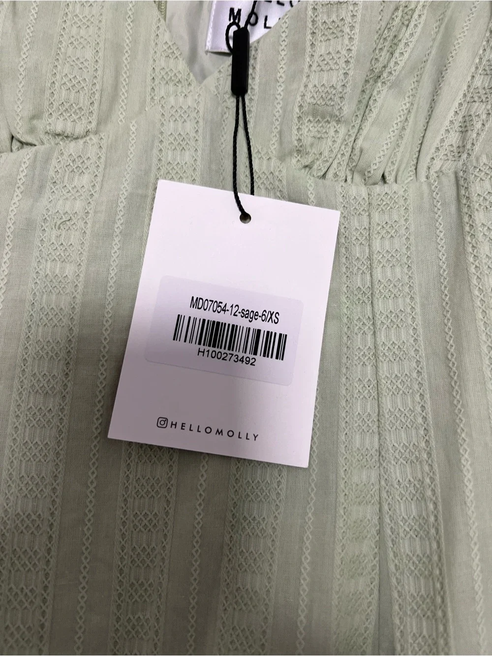 Hello Molly Light Sage V-Neck Ribbed Ruffle Mini Dress - Picture 4 of 5